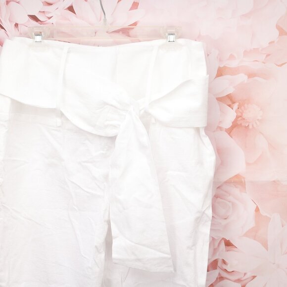Noracora Belted Sash Ankle Pants Trousers Size Large White Regular Fit - Picture 3 of 8